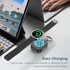 for Samsung Galaxy Watch Charger,1200mAh Portable Charger for Samsung Galaxy Watch 8/8 Classic/7/Ultra/6/6 Classic/5/5 Pro/4/3,Active 2/1 (Black)