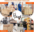 3-in-1 Aluminum Hand Truck Dolly, 660 lbs Heavy Duty Folding Trolley with Universal Wheels, Collapsible Platform Truck with Tie Down Straps for Warehouse, Supermarket, Office
