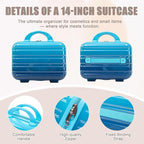 20 Inch Carry on Luggage with 14 Inch Cosmetic Case, 2 Pcs Hardshell Lightweight Durable Spinner Suitcase Set for Travel, Women, Men, TSA Lock, ABS, 20+14 Inch, Navy Light Blue