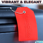 BlueCosto - Luggage Tags - Large, Red, 5 PK - PVC Suitcase Tags w/Privacy Cover & Stainless Steel Wire Loops - Personalized Baggage Identifiers for Travel - Backpack Name Labels
