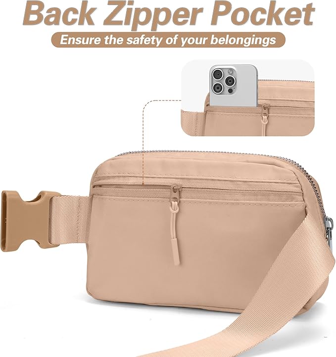 JSJ Mini Fanny Pack for Women & Men,Valentines Day Gifts for Girls Teens Kids Daughter Sister Her,Trendy Stuff Crossbody Bags Cute Everywhere Belt Bags. (Light Brown)