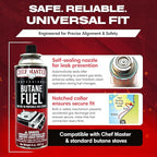 Chef Master 24x 8oz Butane Fuel Canister - Butane Fuel for Camping Stove & Kitchen Torch - Gas Canister for Picnics, Outdoor Cooking, Grilling - Camping Stove, Torch Fuel Camping Essentials - 90340