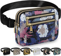 Capolo Fanny Packs for Women Fashion Waist Packs Bag with Adjustable Strap and 4 Zipper Pockets Waterproof Everywhere Crossbody Belt Bag for Workout Running Travelling(Watercolor Print, Large)