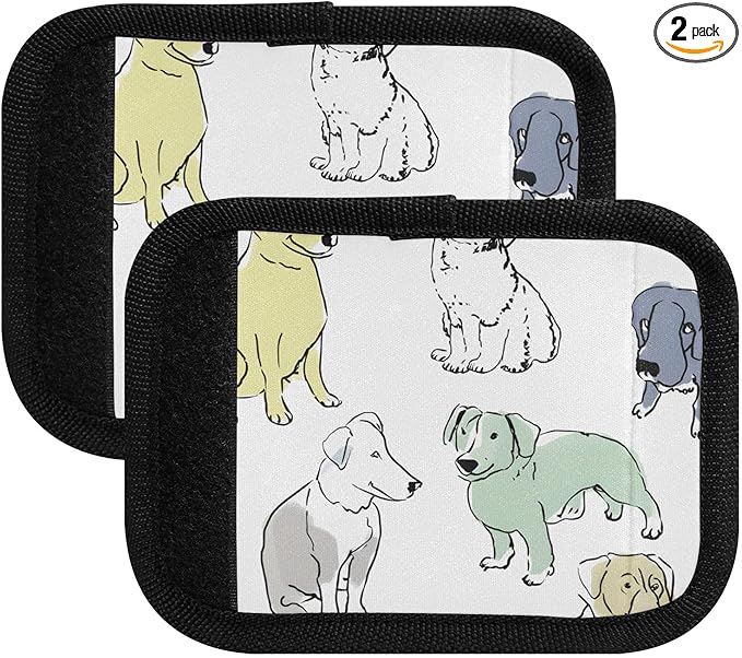 Hand Drawn Puppy Dog Luggage Handle Wrap for Suitcase Luggage Tags Handle Covers Identifiers Soft Decorations Travel Accessories 2 Pack