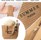 Tavaleu Straw Beach Bags for Women, Large Beach Bag Summer Woven Tote Bag Travel Shoulder Handbags for Holiday