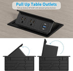 Table Power Outlet Hub PD20W USB-C Fast Charging Station, Recessed Outlet with 2AC Outlets and USB Ports for Conference Room Kitchen Countertop, Black