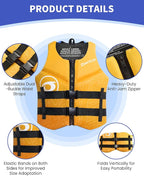 Owntop Swim Vest Adult Water Sport Vest Neoprene Floaties for Swimming, Boating, Kayaking, Fishing | Adjustable Zipper Dual Buckle Foldable Buoyancy Jacket