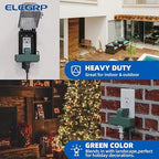 ELEGRP 3-Prong Weatherproof 3-Outlet Extender Adapter, Heavy Duty Triple Grounding Outlet Power Extender with Dust-proof Cover, Indoor/Outdoor Use, ETL Listed, 1 Pack, Green