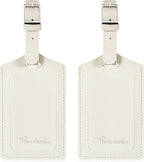 Travelambo Luggage Tags for Suitcases Faux Leather Privacy Protection 2 Pack Bag Tags Travel Accessories Essential, Ivory