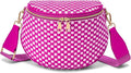 Trendy Woven Checkered Crossbody Bum Bag for Women，PU Leather Checkered Purse Fanny Packs Belt Bag (Woven Bum Bag - Rose White)