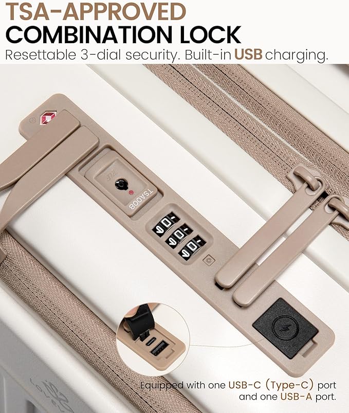 LOVEVOOK 24 Inch Medium Check In Luggage, Expandable Hard Shell Suitcase with Spinner Wheels, USB Charging Port & Front Pocket, PC Hardside Rolling Luggage with TSA Lock for 4-7 Days Travel