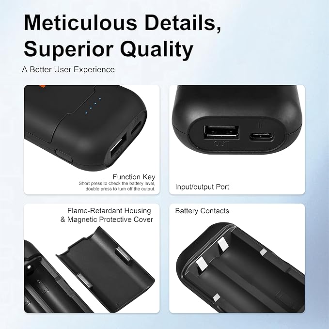 18650 Battery Charger Portable 2 in 1 USB C Universal Lithium Battery Charger Dual Slot LED Indicator for 3.7V/3.6V Li-ion Rechargeable Battery (Battery Not Included)