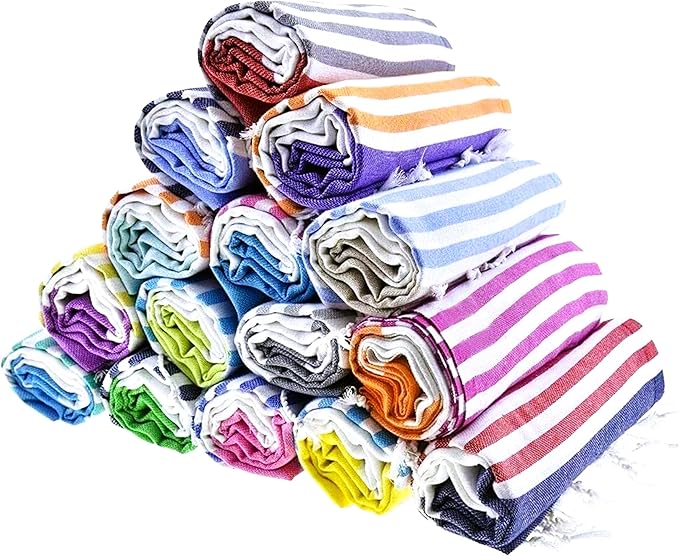 HAVLULAND 6-Packs Turkish Beach Towel Oversized 72"x40", 100% Turkish Cotton, Quick Drying Bath, Pool & Beach Towels - Sand Free, Extra Large, Ultra Soft, Compact & Lightweight for Travel