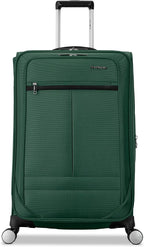 Samsonite Soft-Sided 25-Inch Lightweight Medium Checked Expandable Element Suitcase: Durable, 360° Spinner Wheels, Adjustable Telescopic Handle, 2 Front & 1 Side Pocket- Bistro Green