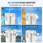 Upgraded 2000W 220V to 110V Converter for European Travel, Voltage Converter US to Europe for Hair Dryer Straightener Curling Iron, 2300W Adapter with EU/UK/AU/US Plugs for Laptop Camera Cell Phone