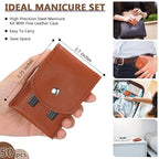 Geosar 50 Set Travel Manicure Kit Bulk Professional Nail Clippers Pedicure Nail Care Tools Grooming Stainless Steel Set with Portable Travel Case, Gift for Christmas Men Women(Brown)
