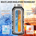 DYSANKY National Parks Water Bottle – 32 oz Insulated Stainless Steel Bottle with 63 Hand-Drawn Park Stickers, Carrier Bag, Strap & Gift Box – BPA-Free – Ideal for Hiking, Camping & Travel