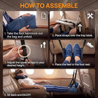 Airplane Footrest Hammock, Adjustable Foot Rest for Long Flights - Travel Must-Haves and Travel Essentials,Portable Airplane Gadgets for Flying Comfort(Navy Blue,1 Pack)