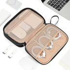 NISHEL Travel Cord Organizer Case, Double Layers Tech Electronic Bag, Essentials for Charger, Cable, Phone, Flash drive, Large, Black