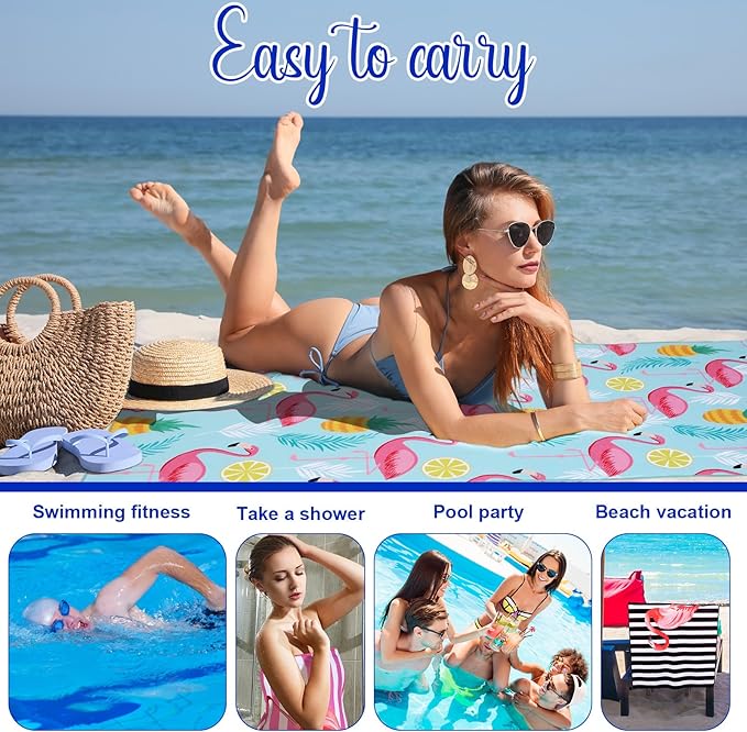Redbaker 16 Packs 72 x 36 Inches Oversized Mixed Style Beach Towel Bulk Extra Large Pool Towels Set Microfiber Quick Dry Swim Towel Blanket for Women Men Adult Bath Travel(Fresh Colors)