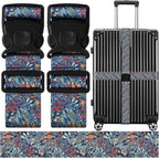 Luggage Straps for Suitcases, Travel Adjustable Belt with Quick Release Buckle, Heavy Duty Nylon Bag Packing Strap, Unique Bright Identifiers Business Travel Accessories (2 Pack) - Blue Flowers