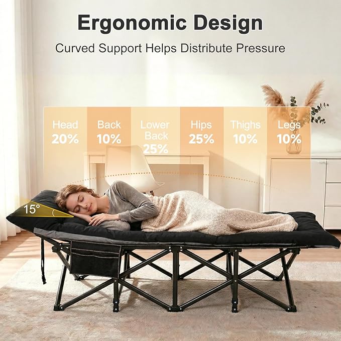 ABORON Camping Cot for Adult 28" Extra Wide, 2PK Heavy-Duty 1200D Oxford Cot for Sleeping, Portable Folding Camp Bed with Mat & Carry Bag