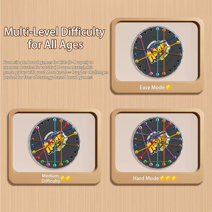 lartoys Rope Untangling Puzzle Game, Mini Travel Size Educational Strategy Board Game for Kids & Adults, Family Travel Party Games with Multi-Level Challenges, Gifts for All Ages
