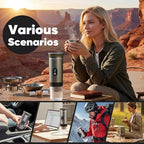 Portable Espresso Coffee Maker, Battery Operated Rechargeable Travel Espresso Machine, Self Heating Mini Coffee Maker for Camping & Car, Works with Ground Coffee and Small/Large Capsules, 80ml Cup