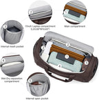 Hanke Large Capacity Travel Duffel Bag, Carry On Luggage with 12 Pockets, 17 Inch Laptop Compartment, Wet Dry Separation & Independent Shoe Bag, Lightweight Foldable Duffel Bag for Women Men（Coffee）