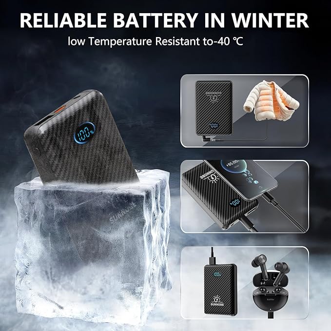 2 Pack 10000mAh Battery Pack Heated Vest for Most Heated Apparel, 7.4V/5V 10000mAh Power Bank for Heated Vest with DC/USB/Type-C Output and LED Display for Heating Clothing and Phones