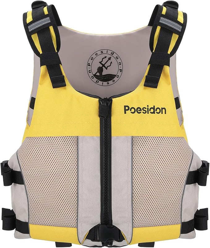 Poseidon Adjustable Water Safety Life Jacket - Classic Unisex Design with Front/Rear Storage Compartments for Multiple Water Activities