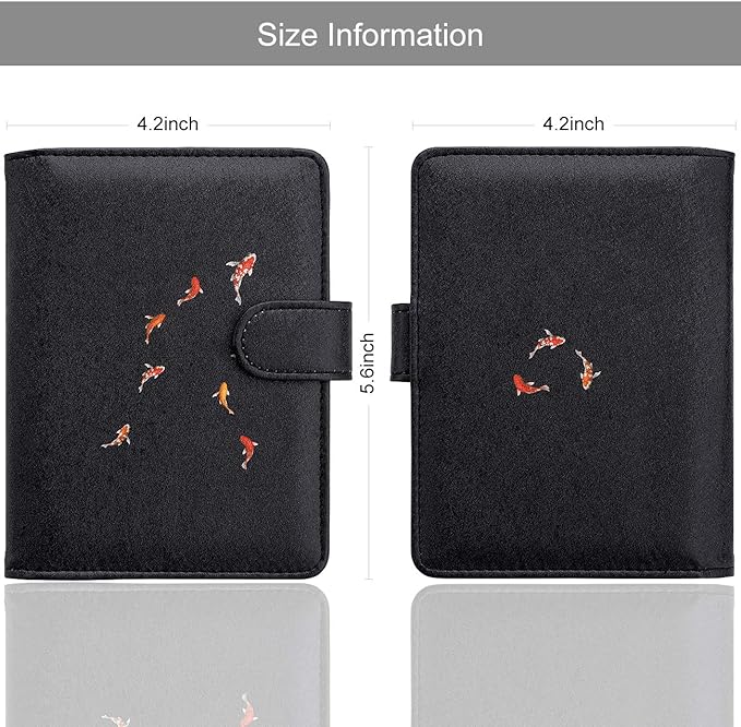 WALNEW Passport Holder for Travel, RFID Passport Cover Wallet for Women Men, PU Leather Passport Book Card Holder Case with Pen (Buckle Closure, Buckle-Carp)