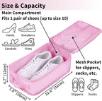 tianzong Travel Shoe Bag with Handle Holds 2 Pairs of Shoes, Shoe Packing Cubes for Travel (Pink, 2 Pack)