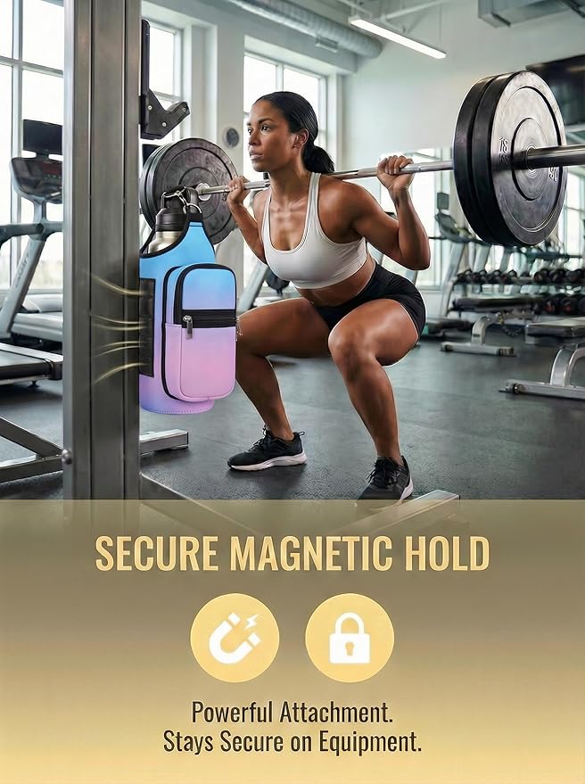 AUPET Magnetic Gym Bag for Men & Women, Small Gym Bag Organizer, Crossbody Magnets Gym Water Bottle Bag Holder Carrier Fits for 18-40oz Owala Yeti Hydro Flask, Workout Pouch for Phone, Keys & Wallet