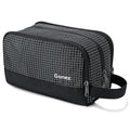 Gonex Travel Toiletry Bag Nylon, Shaving Bag Toiletry Organizer Check Patten (Black)