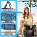 Fammart Mesh Beach Bag, Large Beach Tote with Zipper Pocket, Toys Pool Bag for Family Travel Vacation Cruise Essentials