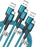 JSAUX USB C Cable Fast Charging, 3-Pack (10ft+6.6ft+3.3ft) USB A to Type C Charge Cord for iPhone 17/17 Pro/17 Pro Max, iPhone 16/16 Pro/16 Pro Max, Samsung S24 S22 S20 Note 20, USB C Charger(Green)