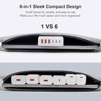 [2026 Updated] USB C Fast Charger, 100W GaN 6 Port Type C Charging Station Hub Block Cube, USB C Wall Charger Power Strip Adapter Plug for iPad iPhone 17 16 15 14 Pro Max Pixel Note Galaxy, 5ft Cord