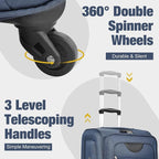 Lightweight Expandable Softside Luggage Sets 3 Piece, Large Capacity Travel Suitcase with Spinner Wheel, TSA Lock, Easy Access Design and Adjustable Telescoping Handle (Dark Blue)