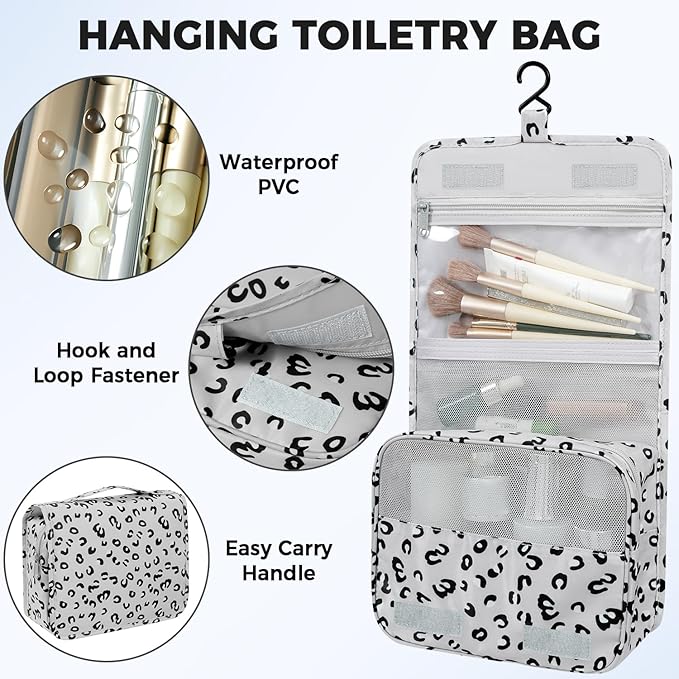 BAGAIL 9 Set Packing Cubes with Packing List Luggage Packing Organizers for Travel Accessories (Grey leopard)