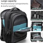 DUSLANG 17 Inch Laptop Backpack for Travel Water Resistant College Backpack for Men Women Laptop Bag with USB Charging Port black lock,Black