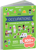 When I Grow Up 500+ Kids Sticker Book by Cupkin Fun Toddler Travel Activity Coloring and Sticker Book, Road Trip Essentials, 12 Coloring Pages 12 Side by Side Scenes for Ages 2–8 Years