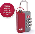 SwissGear TSA-Approved Travel Sentry Combination Luggage Lock with Resettable Combo and Inspection Indicator, Red, One Size