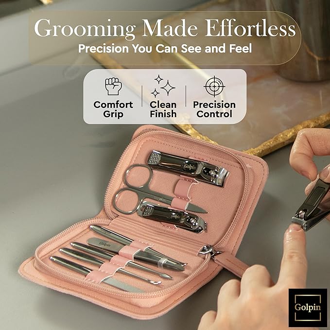 9 Pcs Manicure Set for Women Men & – Stainless Steel Manicure & Pedicure Kit with Travel Nail Grooming Case, Nail Clippers, Cuticle Tools – Gift-Ready Mens Manicure Kit & Womens Grooming Set