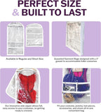 Clear Garment Bags for Dance Costumes 3-Pack, Regular-Size, Side Zipper Entry, Storage Pockets for Shoes & Accessories, Size 37”x18”, Dream Duffel