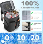 BAGPARKK Insulated Cooler Backpack,33/45 Cans Multifunctional Double Deck Leakproof Cooler Bag with Sternum Strap,Large Capacity Lightweight Travel Camping Beach Backpack