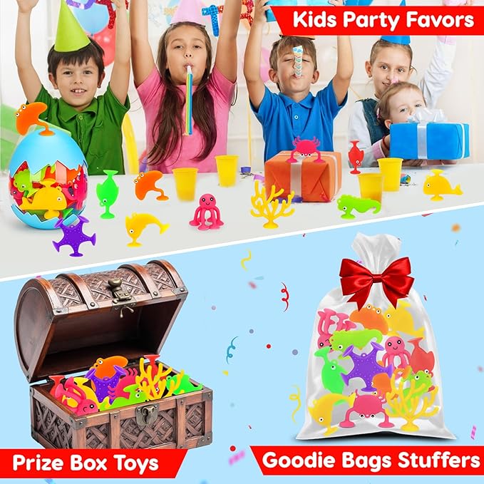 Toddler Suction Cup Bath Toys, Ocean Animal Bath Water Toys for Kids Ages 3-5 4-8 No Hole Mold Free Bathtub Car Airplane Window Toys Travel Trip Essentials for 3 4 5 Year Old Boy Girl Birthday Gift