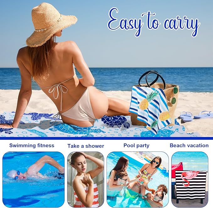 Redbaker 16 Packs 59 x 28 inches Oversized Mixed Style Beach Towel Bulk Extra Large Pool Towels Set Microfiber Quick Dry Swim Towel Blanket for Women Men Adult Bath Travel(Fresh Colors)