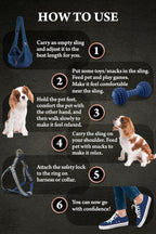 Noah & Paw Dog Sling Carrier for Small Dogs 5-18lb, Dog Sling for Small Dogs and Cats, Dog Carrier with Adjustable Padded Strap, Premium Denim, Lined with Fur, Double Safety Feature, Machine Washable