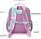 mibasies Kids Backpack for Girls: Girls Backpack 5-8 - Kindergarten Elementary School Bookbag for Girl - Flower Light Purple